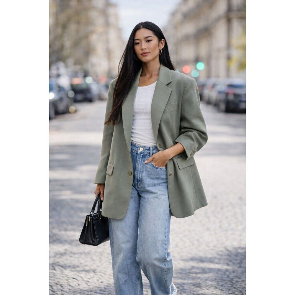 NWOT Sage the Label x Anthropologie Women's Green Oversized Blazer Size Small